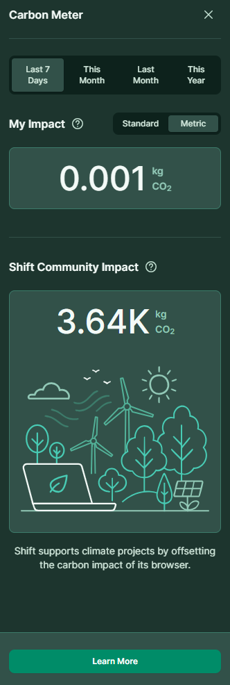 Shift Browser Carbon Meter